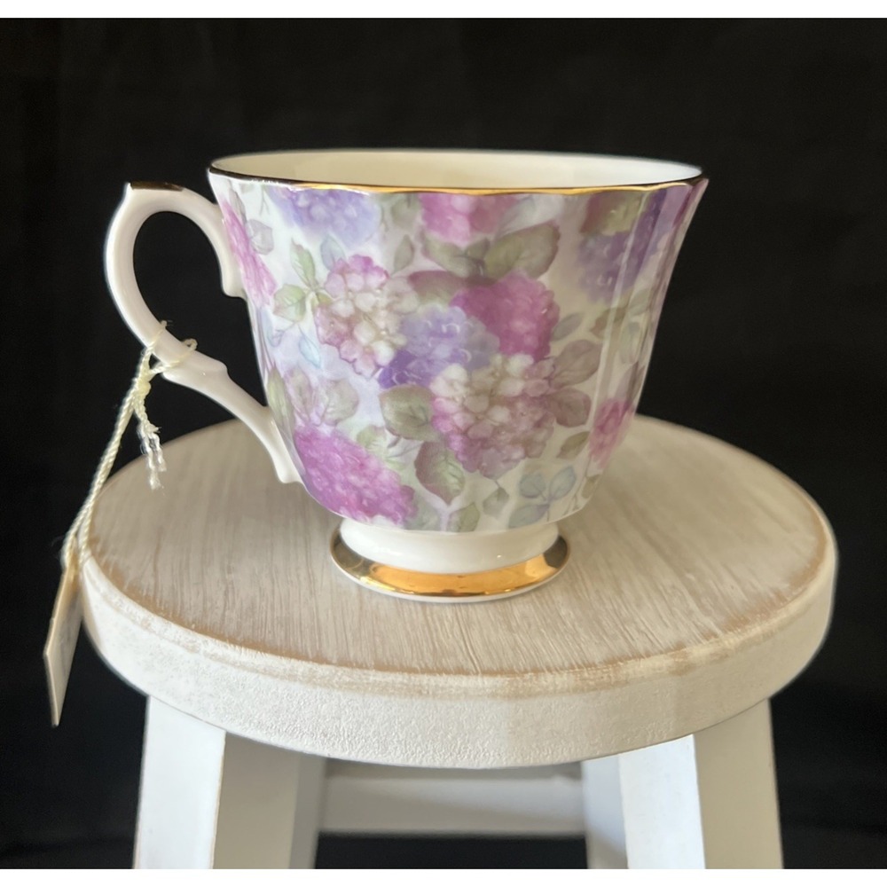 Royal Patrician Fine Bone China Lilac & Hydrangea Pink & Purple Pattern Tea Cup